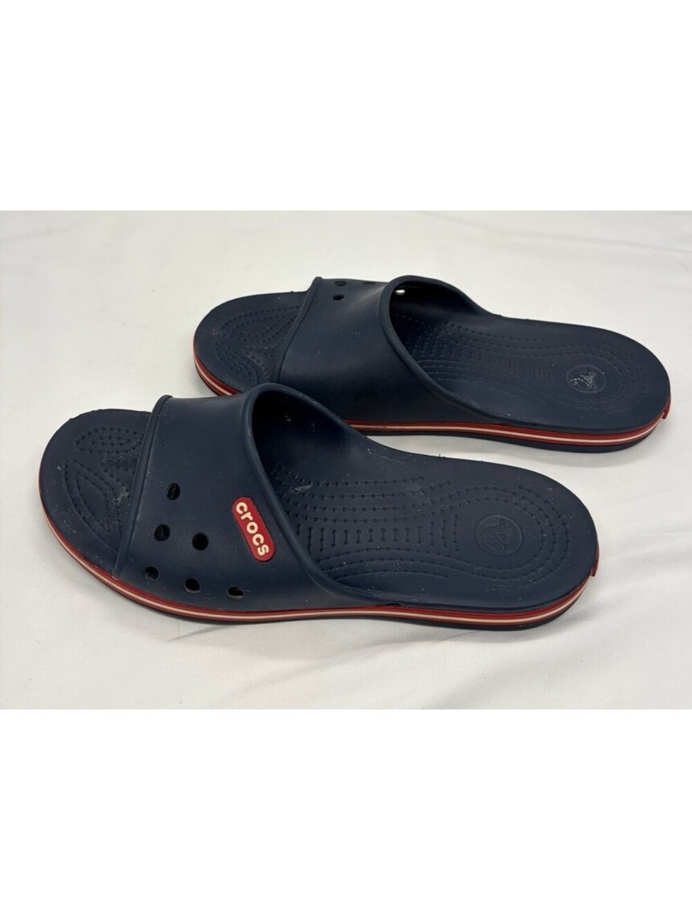 CROCS M8 W10 CROCBAND Il SLIDE NAVY/RED/WHITE RETRO COMFORT